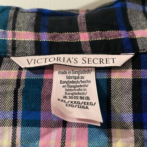 VICTORIA'S SECRET Flannel Short Sleeve Top Size XL - Picture 5 of 10